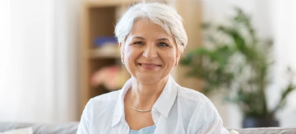 Ms Clark looking forward at the camera