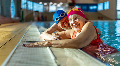 Couple swimming