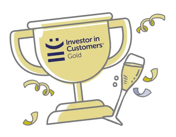 Trophy with Investor in Customers logo on the front