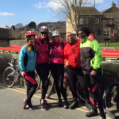 Age Partnership staff members on group bike ride